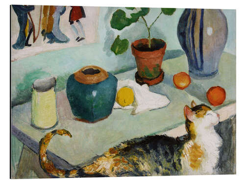 Aluminium print The spirit in the house stalls - Still life with cat, 1910