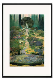 Gerahmter Kunstdruck Elfengarten mit einem Brunnen