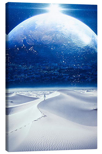 Tableau sur toile White Desert in front of the City Planet