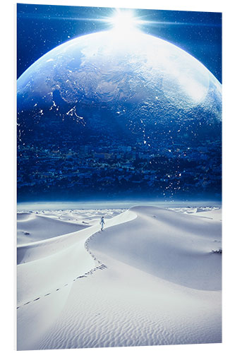 Foam board print White Desert in front of the City Planet