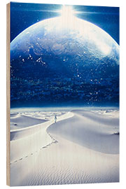 Wood print White Desert in front of the City Planet