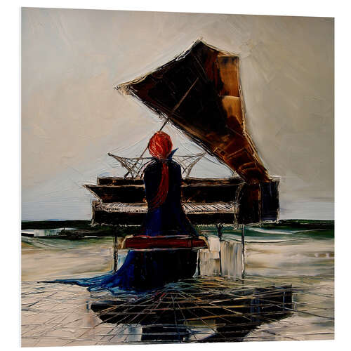 Foam board print Piano player on the beach