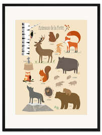 Gerahmter Kunstdruck Tiere des Waldes (französisch)