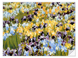 Selvklæbende plakat The perfume - Iris field in yellow and violet