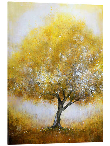 Acrylglasbild Glitzernd goldener Baum