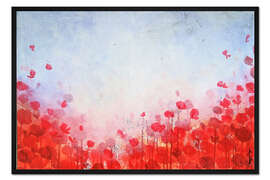 Gerahmter Kunstdruck Grenadinenrot - Feld roter Blumen