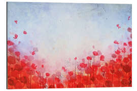 Magnettafel Grenadinenrot - Feld roter Blumen