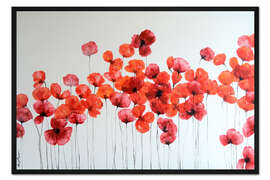 Gerahmter Kunstdruck Roter Mohn auf weißem Hintergrund