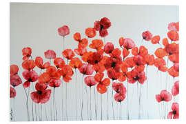 Foam board print Red poppies on a white background