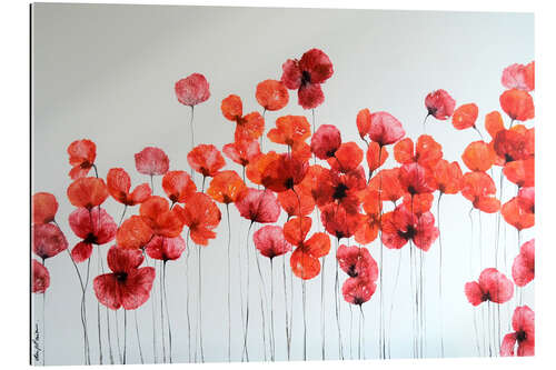 Gallery print Red poppies on a white background