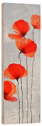 Tableau en bois Beauté Sauvage - Coquelicots