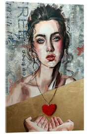 Acrylglasbild Girl giving her heart