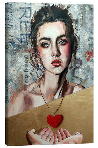 Leinwandbild Girl giving her heart