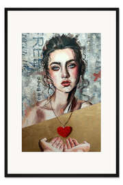 Gerahmter Kunstdruck Girl giving her heart
