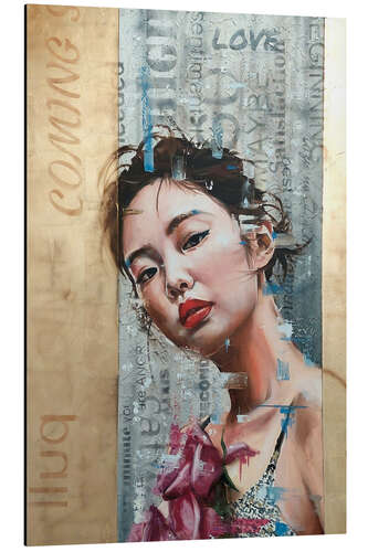 Aluminium print Japanese girl with roses