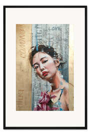 Gerahmter Kunstdruck Japanese girl with roses