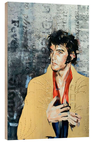 Wood print Elvis with a golden coat