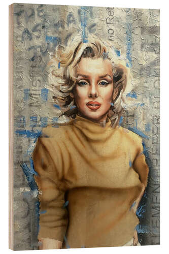 Wood print Marilyn in gold