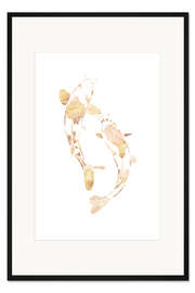 Gerahmter Kunstdruck Weiß-Goldene Koikarpfen II