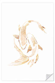 Selvklæbende plakat White-Golden Koi Fish I