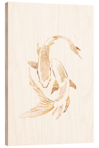 Stampa su legno White-Golden Koi Fish I