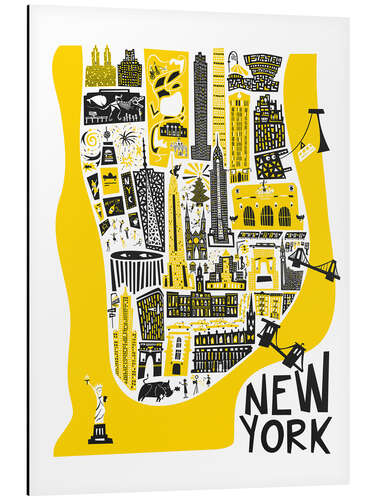 Aluminium print New York - Manhattan Map