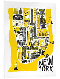 Tableau en plexi-alu New York - Manhattan Map