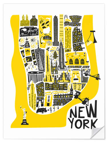 Sticker mural New York - Manhattan Map