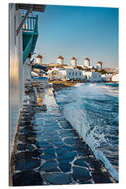 Tableau en plexi-alu Waves crash against the wall, Mykonos