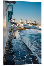 Magnettafel Wellen brechen sich an der Mauer, Mykonos