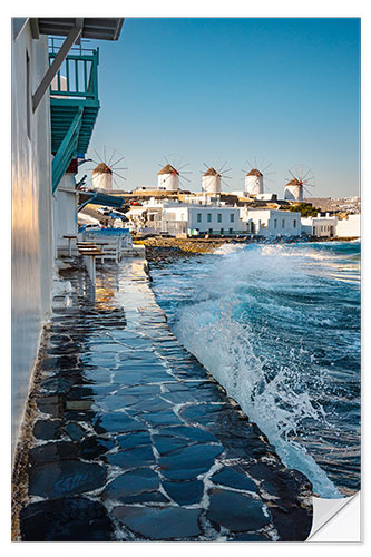 Sticker mural Waves crash against the wall, Mykonos