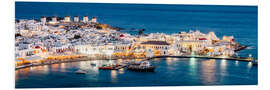 Foam board print Mykonos port panorama at night