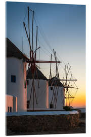 Acrylglasbild Die berühmten Windmühlen von Mykonos I