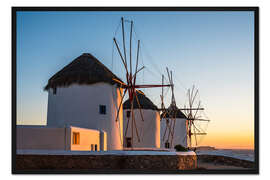 Gerahmter Kunstdruck Die berühmten Windmühlen von Mykonos II
