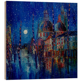 Wood print Venice at night