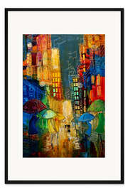 Gerahmter Kunstdruck Ein regnerischer Tag in der Stadt