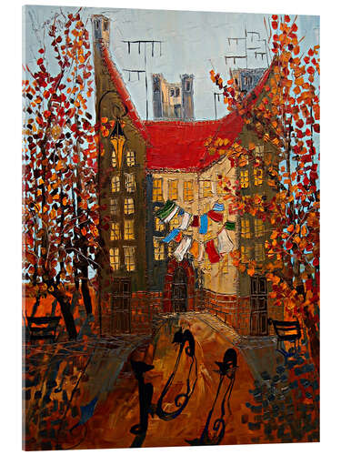 Cuadro de metacrilato Three black cats in Autumn