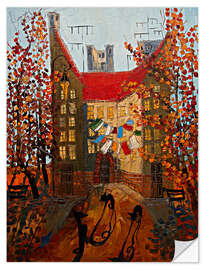 Naklejka na ścianę Three black cats in Autumn