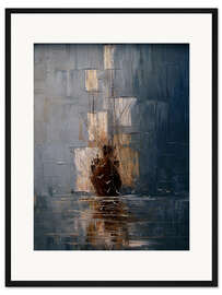 Gerahmter Kunstdruck Ein Schiff begleitet von Möwen