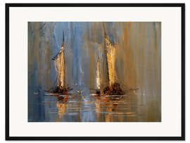 Gerahmter Kunstdruck Segelboote und Möwen