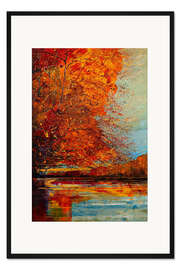 Gerahmter Kunstdruck Herbstliches Leuchten am Wasser II