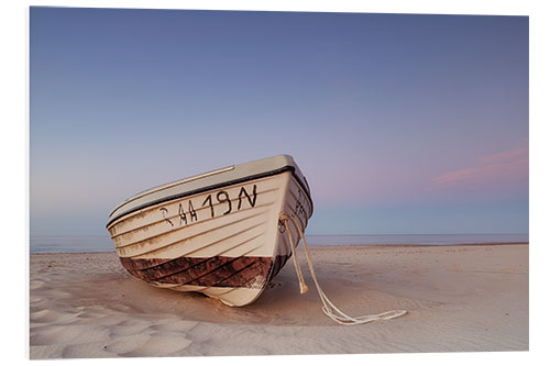 Foam board print Boat on the beach at dusk