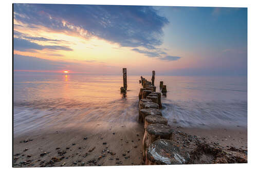 Tableau en aluminium Groynes in the sunset