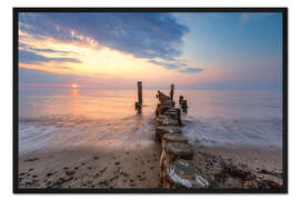 Gerahmter Kunstdruck Buhnen im Sonnenuntergang