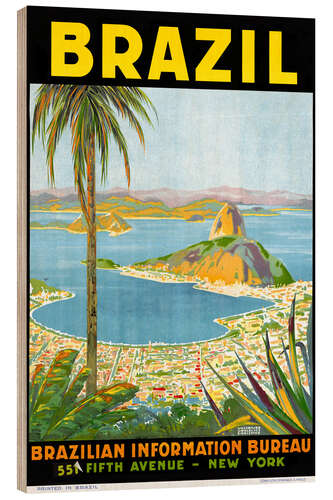 Wood print Brazil - Advertising Travel Poster for Brazil (1945)