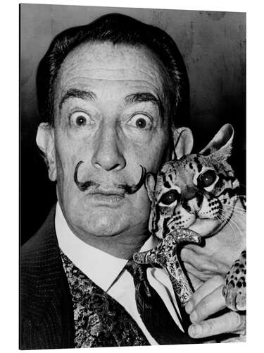 Aluminium print Salvador Dalí with his ocelot Babou