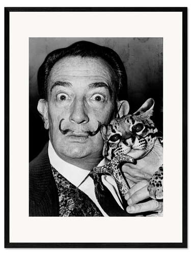 Impression artistique encadrée Salvador Dalí with his ocelot Babou