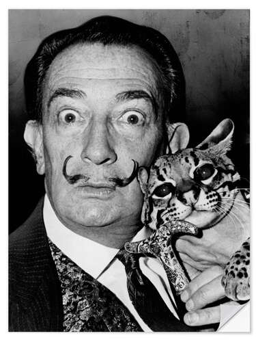 Adesivo murale Salvador Dalí con il suo ocelot Babou