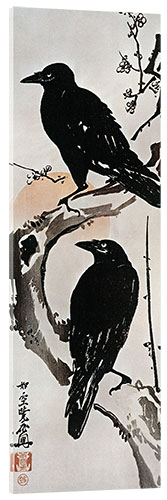 Quadro em acrílico Two Crows on a Flowering Plum in Winter, 1870