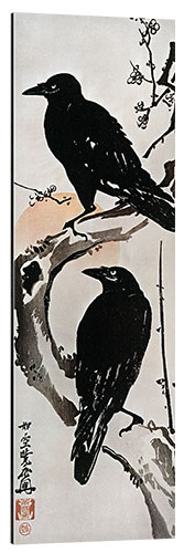 Aluminiumsbilde Two Crows on a Flowering Plum in Winter, 1870